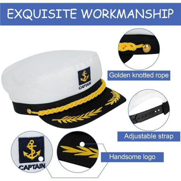 Captain Sailor Costume Set Hat Scarf Sunglasses Nautical Party Accessories - Picture 3 of 8